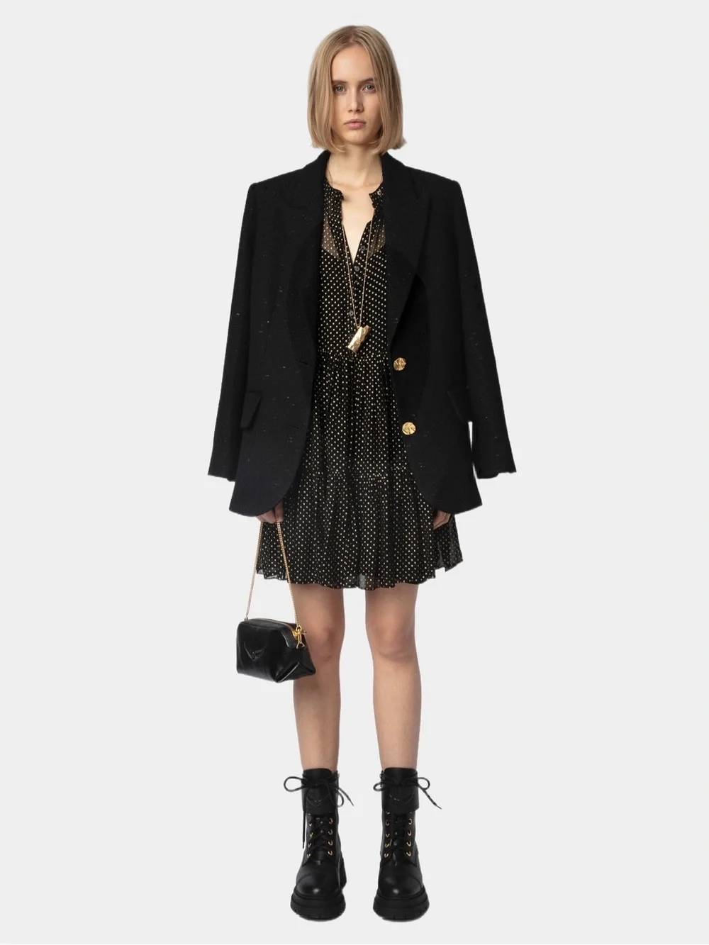 Zadig & Voltaire Randy Mousseline Sparle Noir Dress - Picture 5 of 13